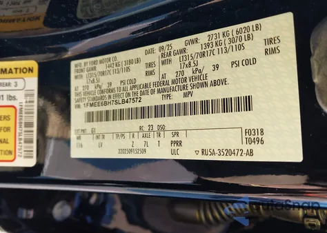 2025 Ford Bronco из США, поврежденный, VIN 1FMEE6BH7SLB47572